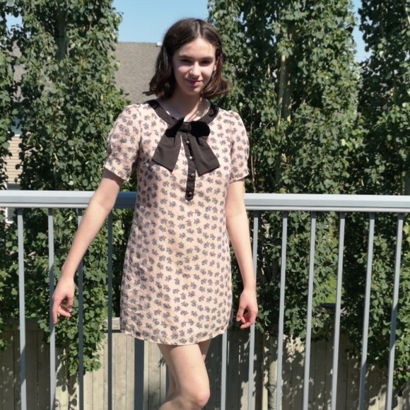 Max C London Dresses & Skirts - Cat Kitten Mini Dress Nude With Black Bow Large